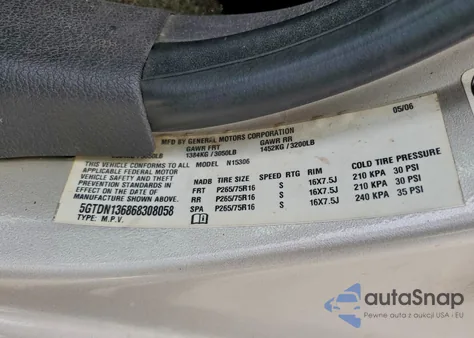 2006 Hummer H3 z USA, uszkodzony, nr VIN 5GTDN136868308058